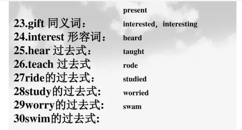 teach的过去式和过去分词形式 